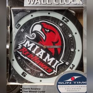 Miami Redhawks Wall Clock - Red&Black Official Licensed Authentic Battery NIB